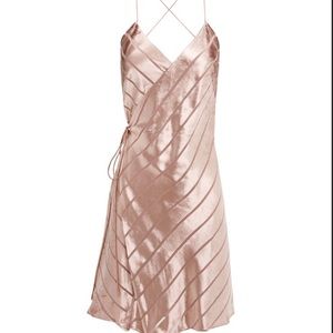 Blush striped velvet Michele Mason wrap dress sz 4